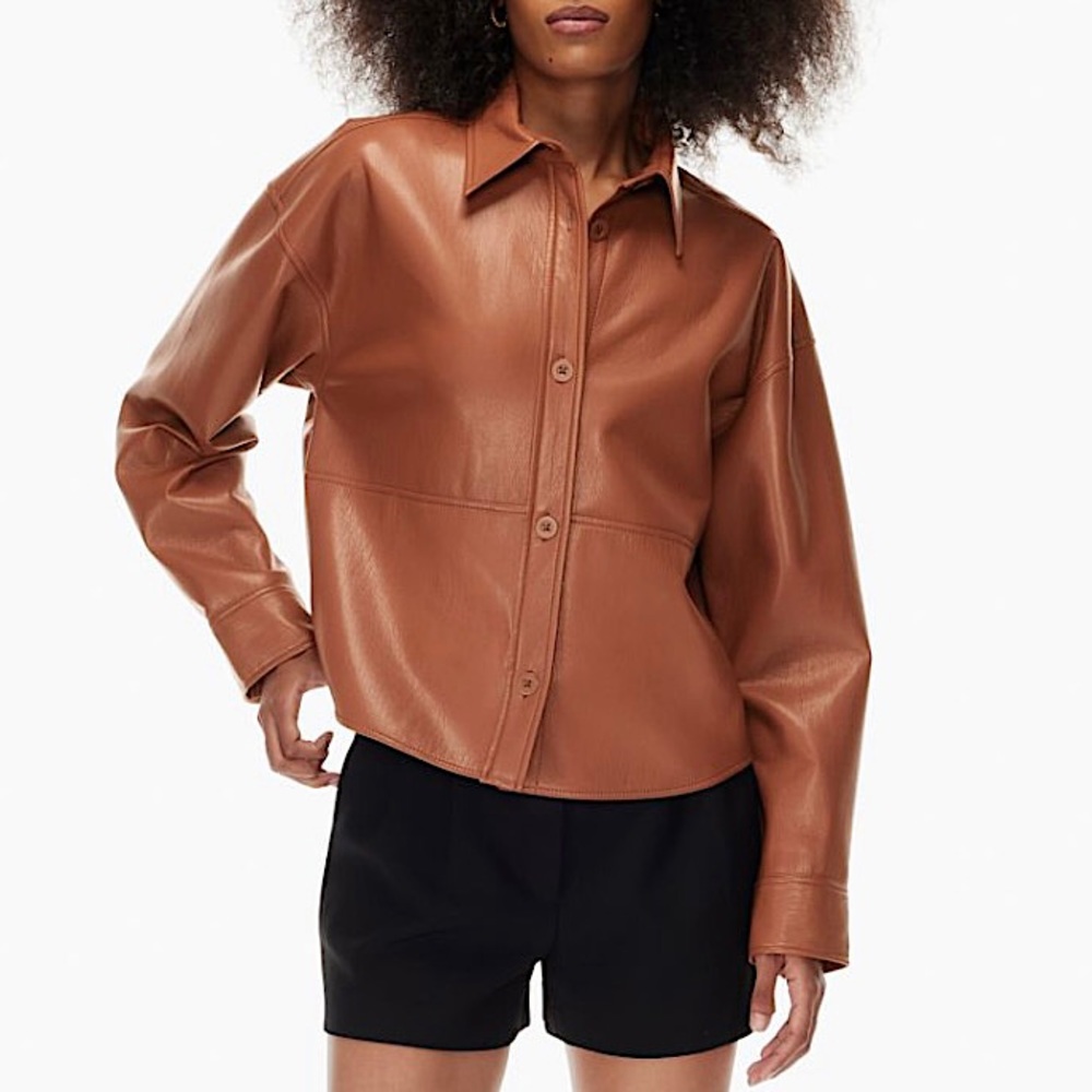 Babaton | Vegan Leather Pelli Hip Shirt Jacket